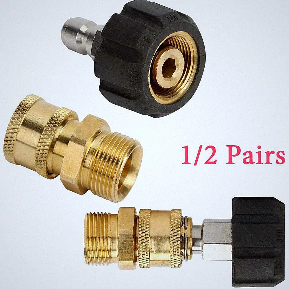 1/2 Pairs Pressure Washer Hose Connector Adapter Quick M22 to 1/4" Gun to Wand