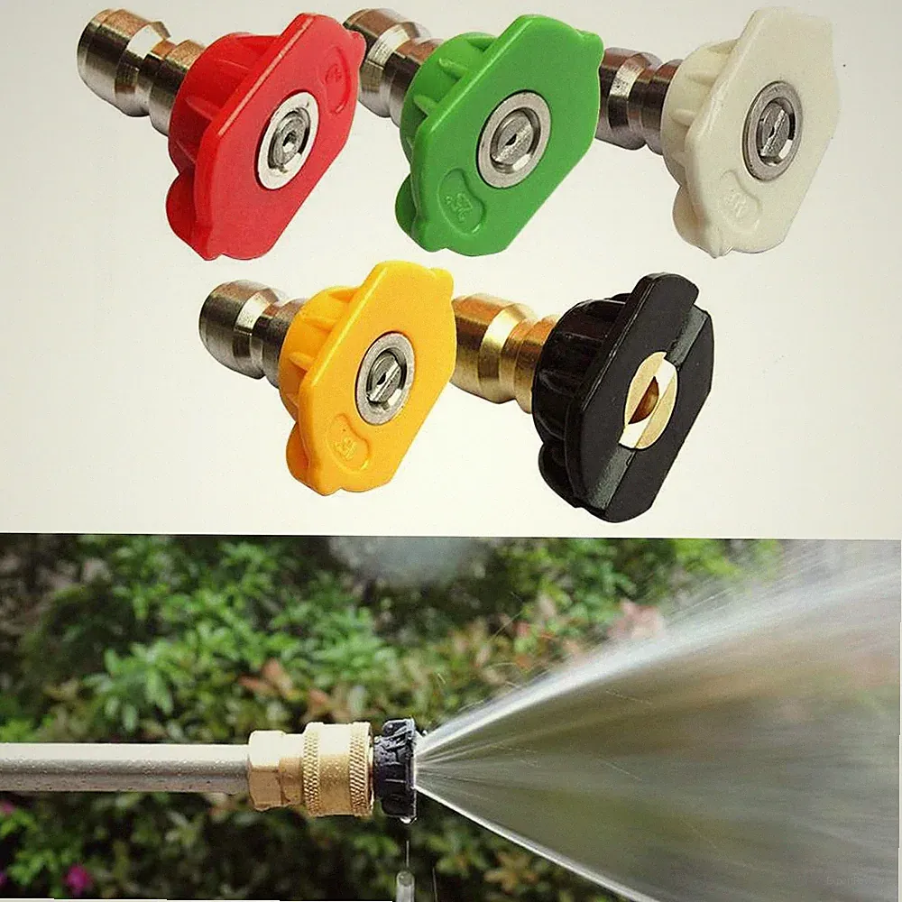 1/4" 1/5pcs Pressure Washer Spray Tips Nozzles High Power Kit Quick Connect Set