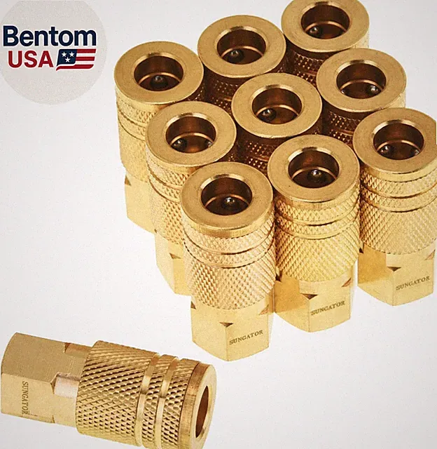 1/4'' Air Hose Fittings, 10-Pack Brass 1/4 Inch NTP Female Industrial Coupler, 1
