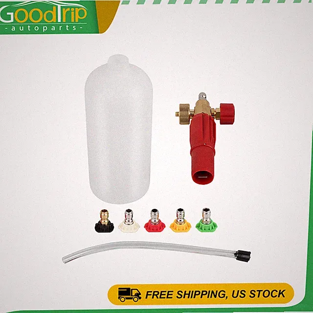 1/4" Heavy Duty Foam Cannon Car Wash Pressure Washer Gun Kit With 5 Nozzle Tips