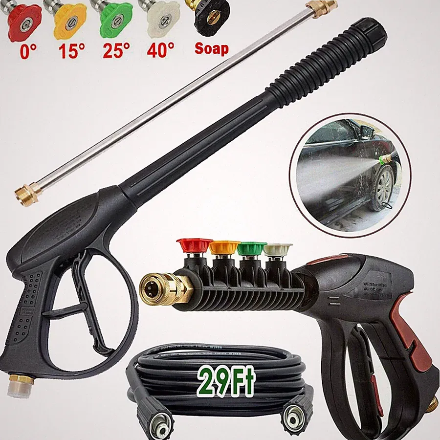 1/4'' High Pressure 4000PSI Power Washer Gun Spray Wand Lance Nozzle Hose M22 US