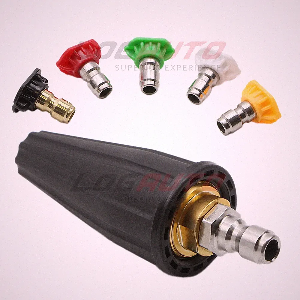 1/4" High Pressure Washer 360° Rotating Turbo Nozzle with 5 Spray Tip 4000PSI