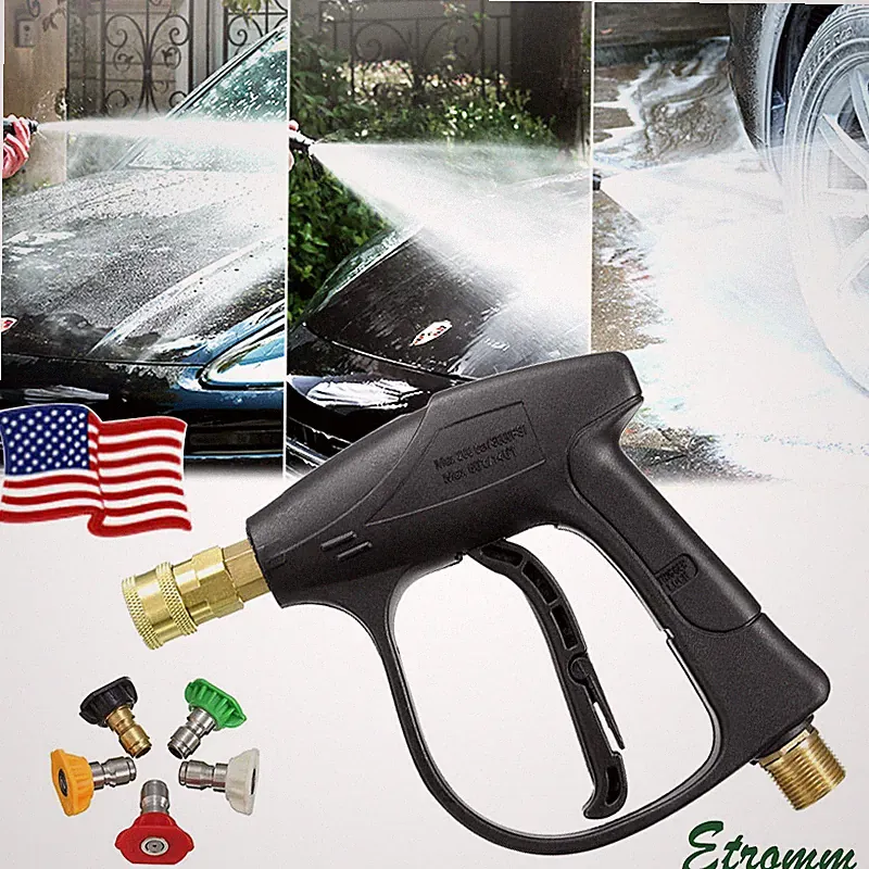 1/4" High Pressure Washer Gun 3000 PSI Car Wash Foam Spray Short Wand w/ Nozzle