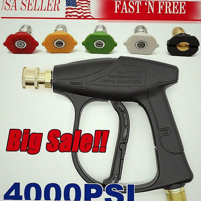 1/4" High Pressure Washer Gun 4000 PSI Car Wash Foam Spray Short Wand Nozzle