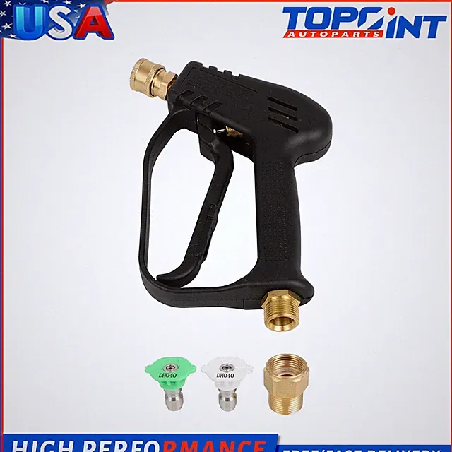 1/4" High Pressure Washer Gun 4000 PSI Car Wash Foam Spray Short Wand w/ Nozzle