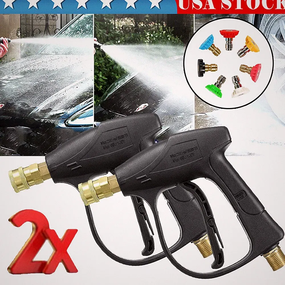 1/4" High Pressure Washer Gun 4000PSI Car Wash Foam Spray Short Wand w/7 Nozzles