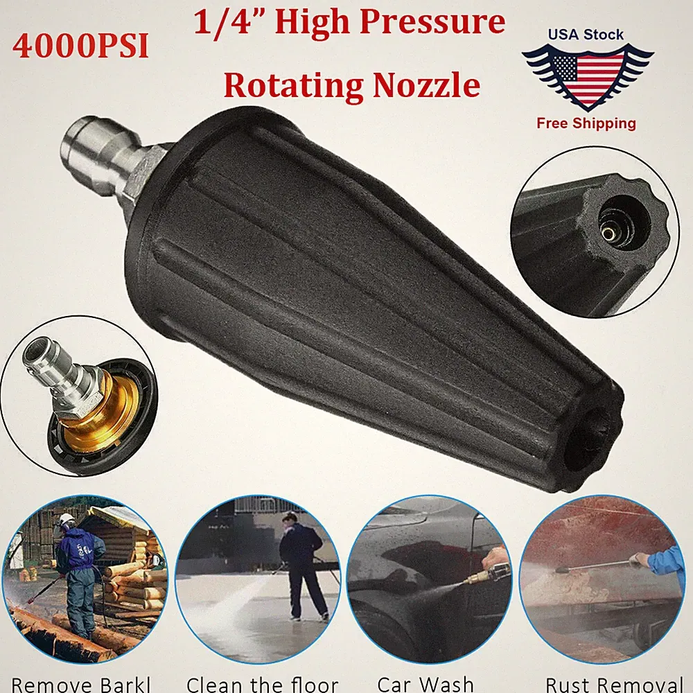 1/4" High Pressure Washer Rotating Turbo Nozzle Spray Tip 2.5 GPM 4000PSI Quick~