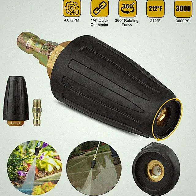 1/4" High Pressure Washer Rotating Turbo Nozzle Spray Tip 4.0 GPM 3000 PSI Quick