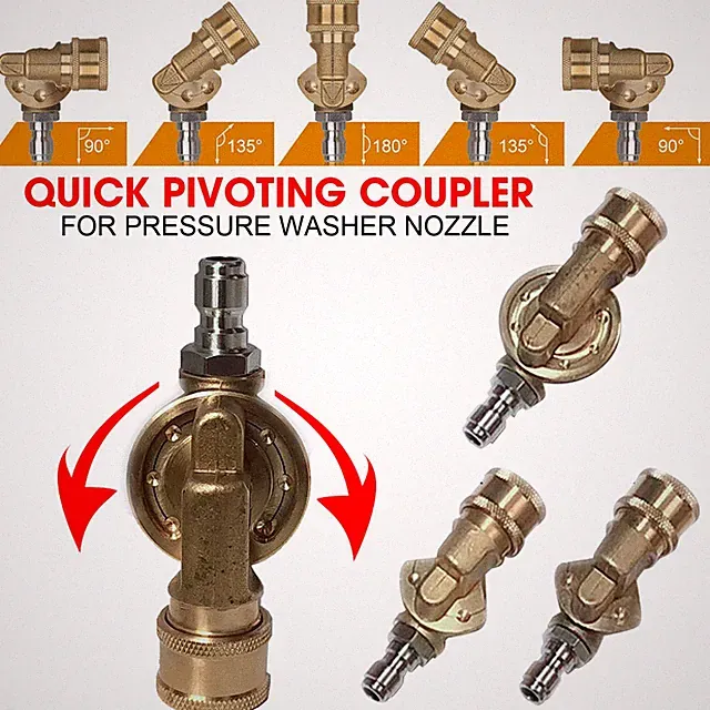 1/4 in Quick Pivoting Coupler 240 Degree 4500 PSI For Pressure Washer Rotation