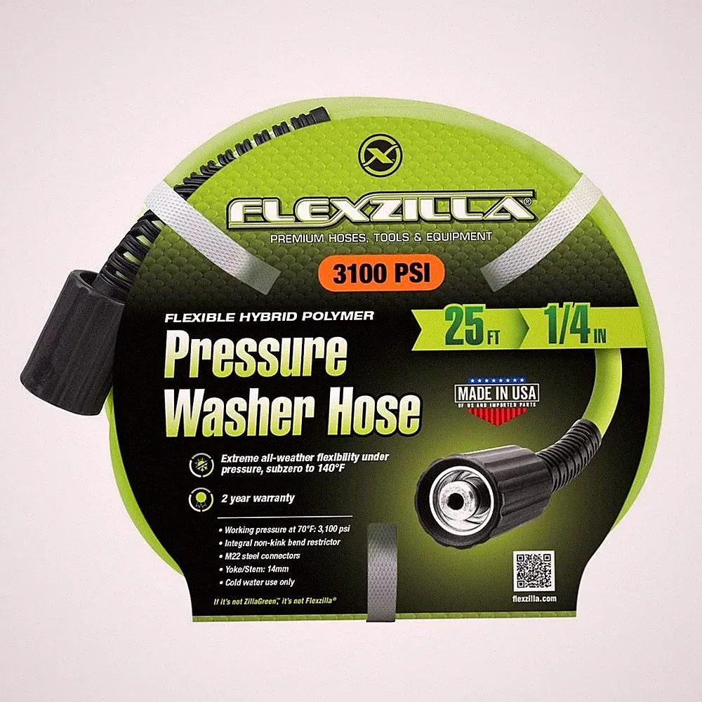 1/4 In. X 25 Ft. 3100 PSI Pressure Washer Hose with M22 Fittings1/4 In. X 25 Ft.