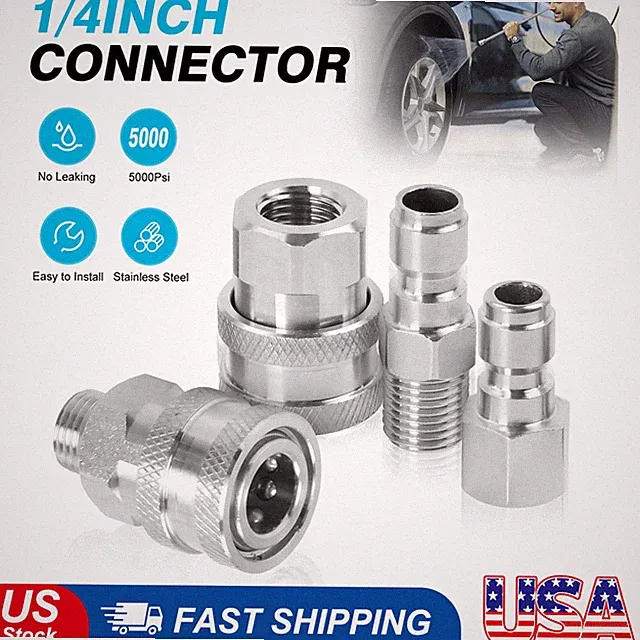 1/4" Pressure Washer Fittings-Stainless Steel Pressure Washer 1/4" Male 5000PSI