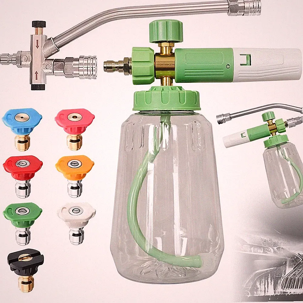 1/4" Pressure Washer Foam Cannon with Dual-Connector Double Tip Attachment