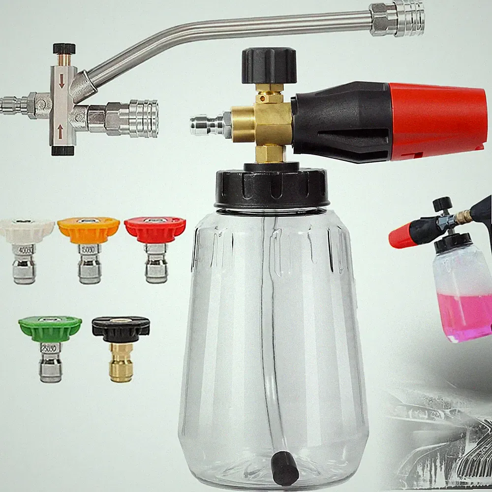 1/4” Pressure Washer Foam Cannon with Dual-Connector Double Tip Attachment USA