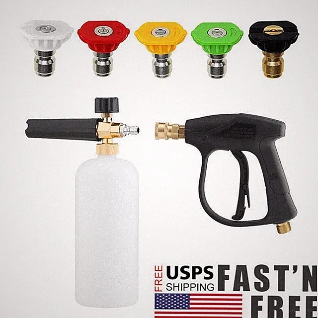 1/4" Pressure Washer Gun 4000PSI High Pressure Washer Gun with 5 Spray Nozzle