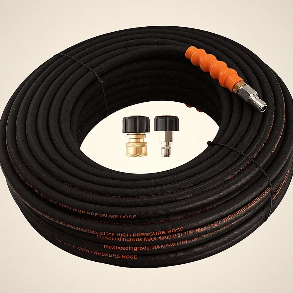 1/4" Pressure Washer Hose 150FT 4200PSI Steel Braided Rubber Hot Cold Water