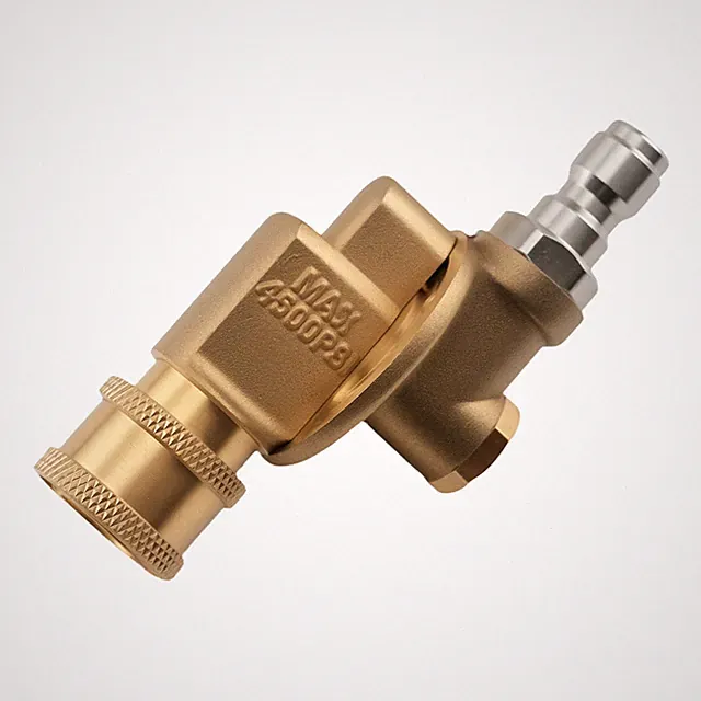 1/4" Pressure Washer Pivoting Coupler 240° Adapter 7 Gears Quick Connect Brass