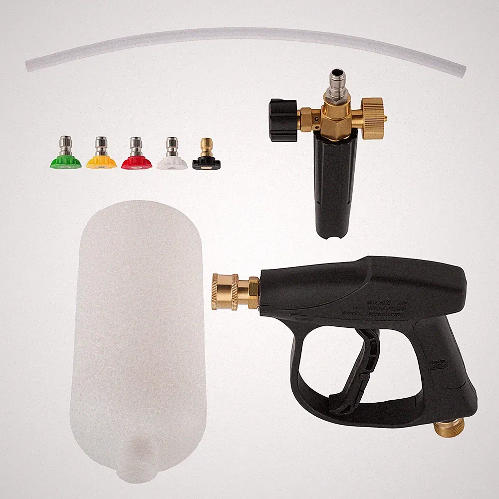 1/4" Snow Foam Gun Pressure Washer Soap Lance Car Wash Kit with 5 Nozzles