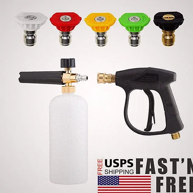 1/4" Snow Foam Lance Cannon, High Pressure Washer Spray Gun Car Soap Foam Bottle