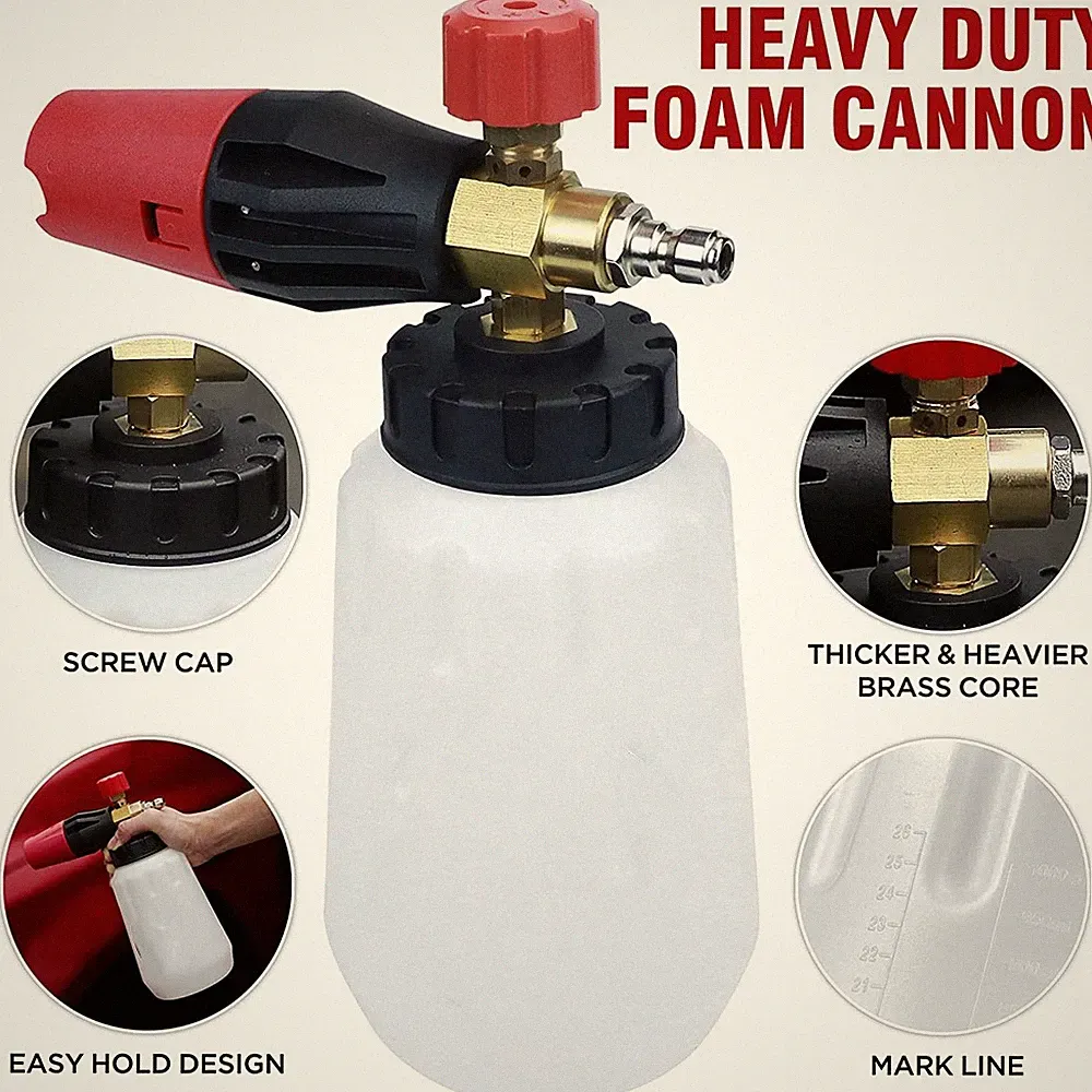 1/4" Snow Foam Lance Cannon Soap Bottle Sprayer For Pressure Washer Car Washing
