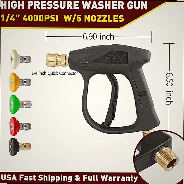 1/4" Snow Foam Pressure Washer Car Gun Wash Soap Lance Cannon Spray +5 Nozzle
