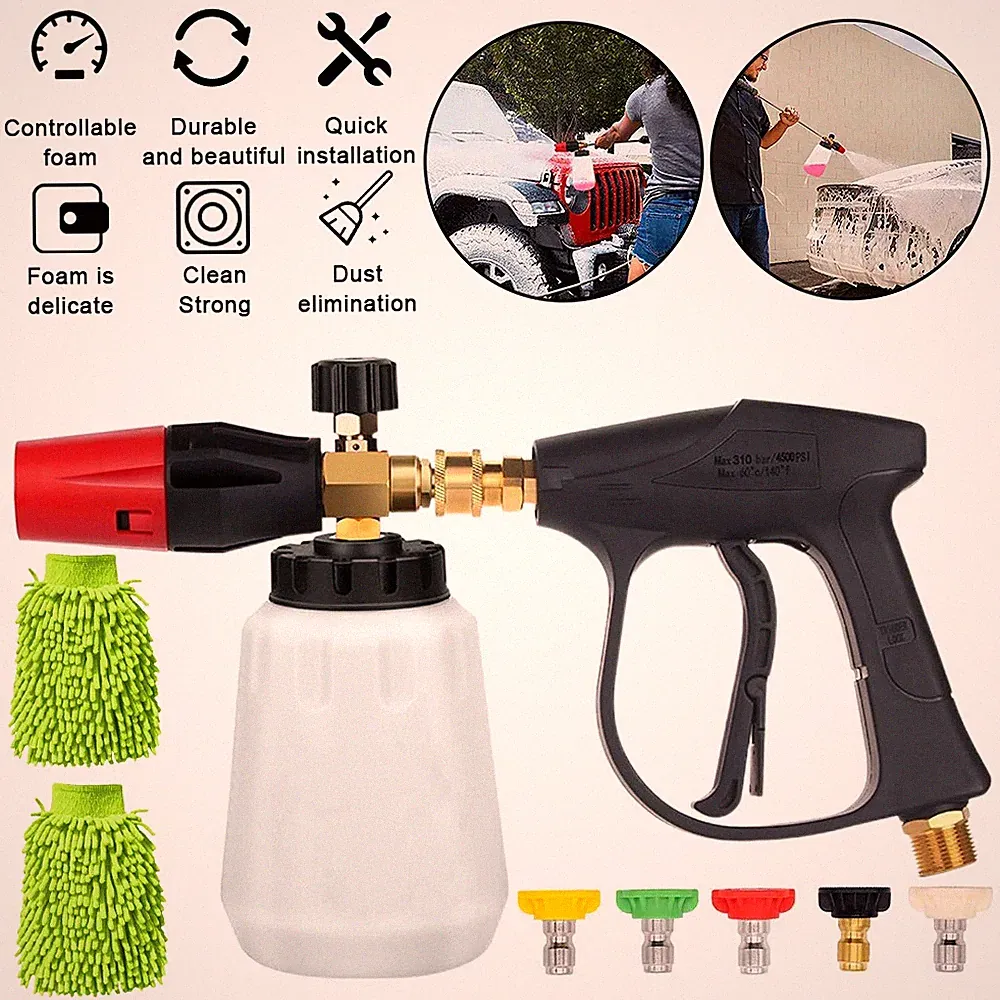 1/4" Snow Foam Pressure Washer Gun Car Wash Soap Lance Cannon Spray Jet Kit F7