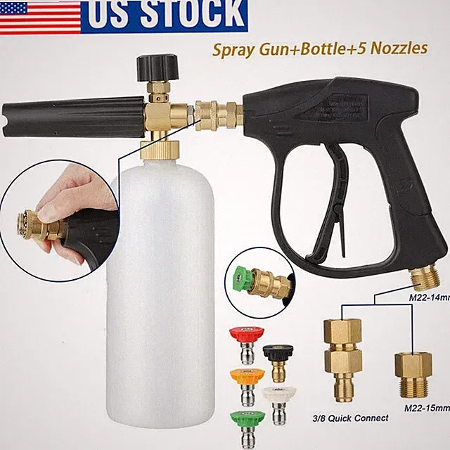1/4" Snow Foam Soap Lance Cannon Pressure Jet Bottle Quick Spray Washer Gun