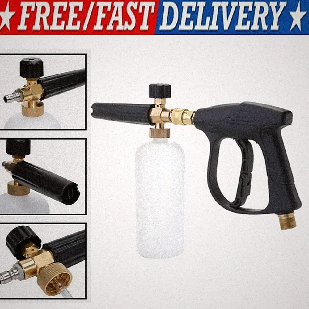 1/4" Washer Gun Snow Foam Car Wash Soap Lance Cannon Spray Pressure Jet Bottle