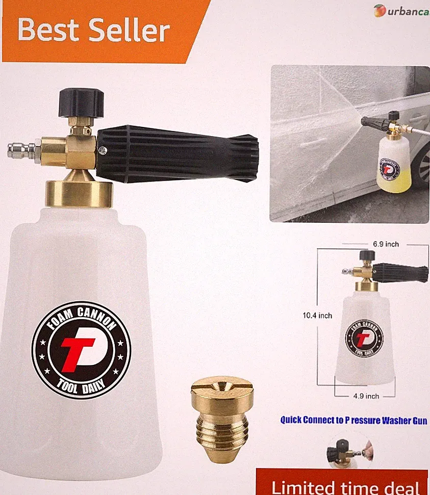 1.5L Pressure Washer Foam Cannon with Quick Connect & Adjustable Nozzle