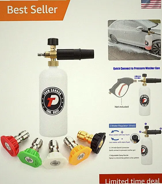 1 Liter Foam Cannon with 3000 PSI Capacity - Essential Pressure Washer Accessory