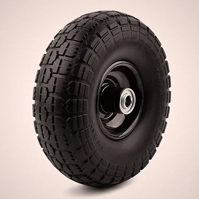 10" Flat Free Hand Truck Wagon Cart Tire and Wheel with 5/8" Center Shaft Hole