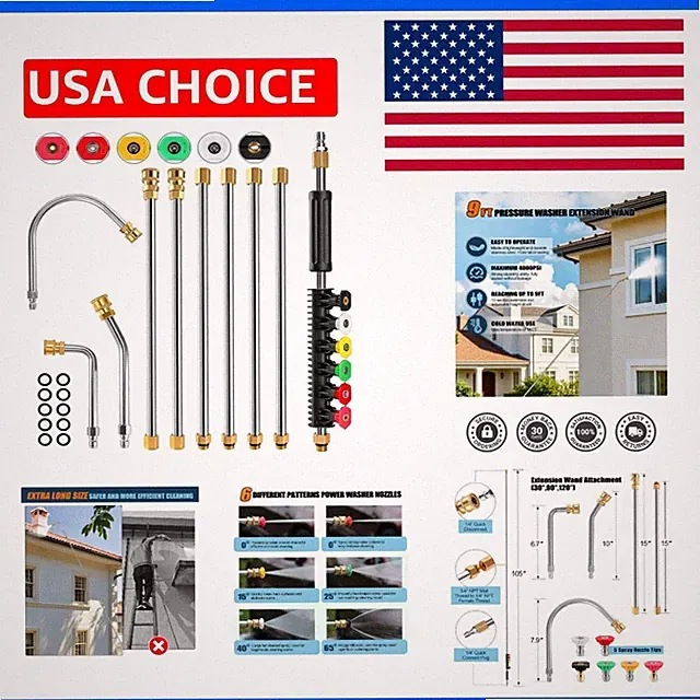 10 Pack 9 FT Pressure Washer Wand, Gutter Cleaning Tools from the Ground | Gu...