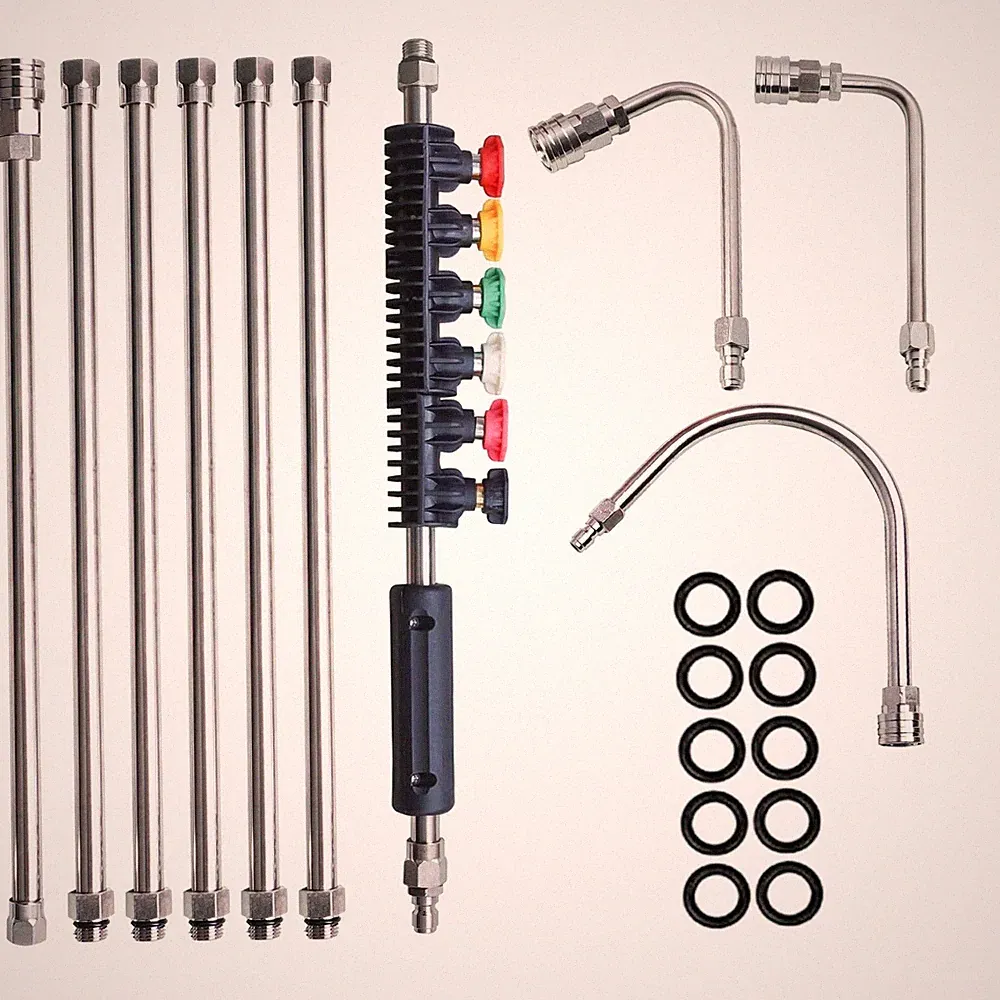 10 Pack Pressure Washer Extension Wands 4000 PSI w Nozzles & Gutter Rod