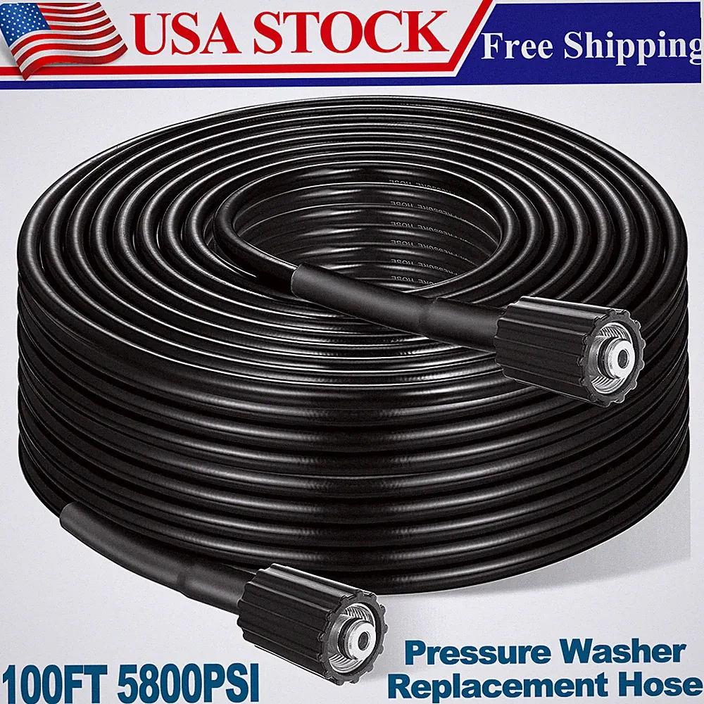 100/50FT/26FT 5800psi High Pressure Power Washer Hose Extension Washer M22-14mm