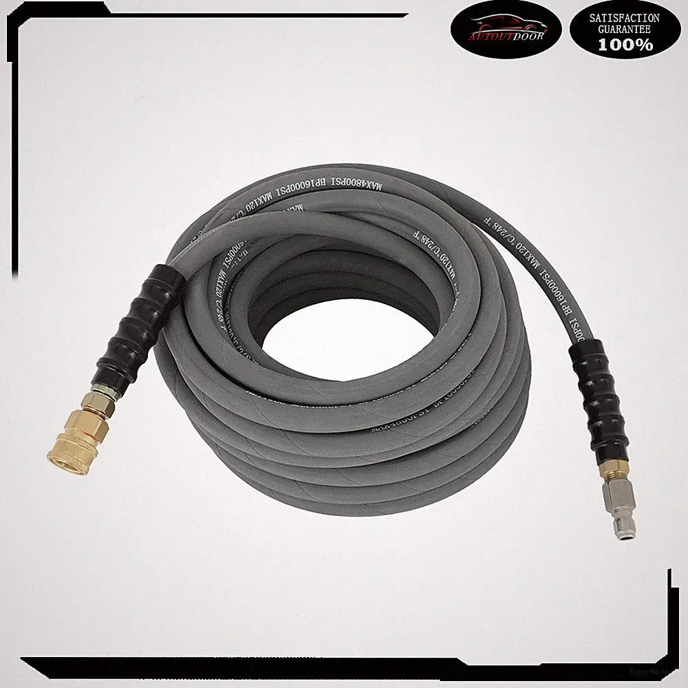 100 ft 3/8" 4800 PSI Pressure Washer Hose Non-Marking Gray With Couplers