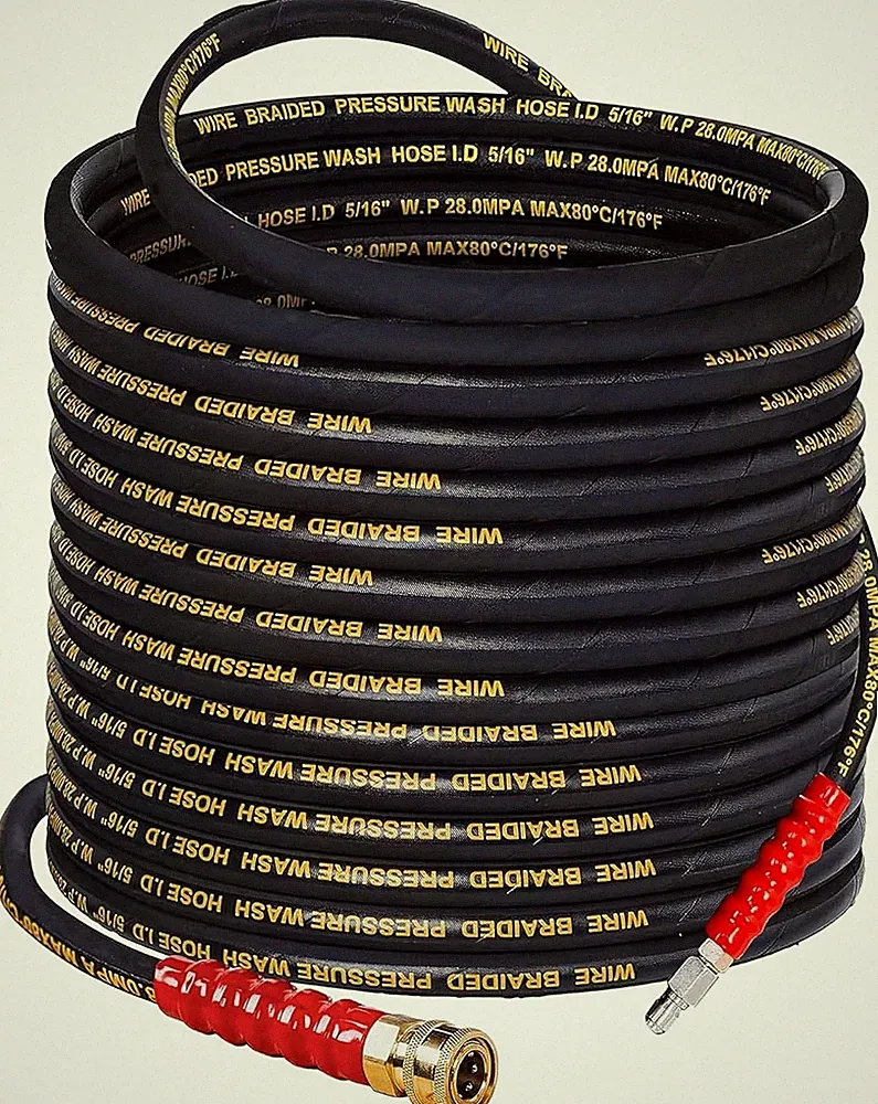 100 FT Pressure Washer Hose with 3/8" Quick Connect, 4000 PSI Kink Resistant Hig