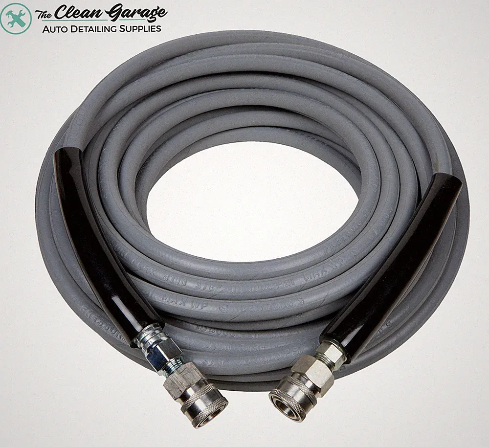 100' MTM Kobrajet 3/8" Gray Pressure Washer Hose With Quick Connects - 100 Foot