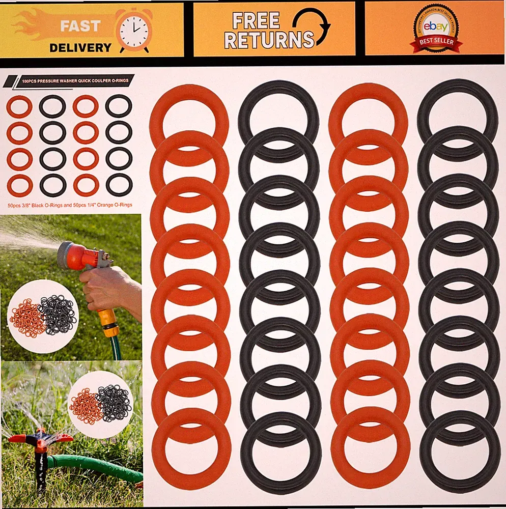 100 Pack Pressure Washer O-Rings 1/4" & 3/8" M22 Connectors | High Temp Oil Resi
