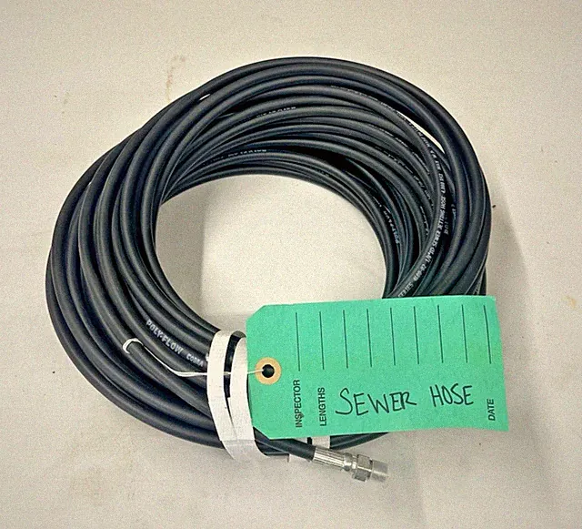 100' Sewer Hose 1/8" Pressure Washer Tuffskin Jetter Hose 4000 PSI Black