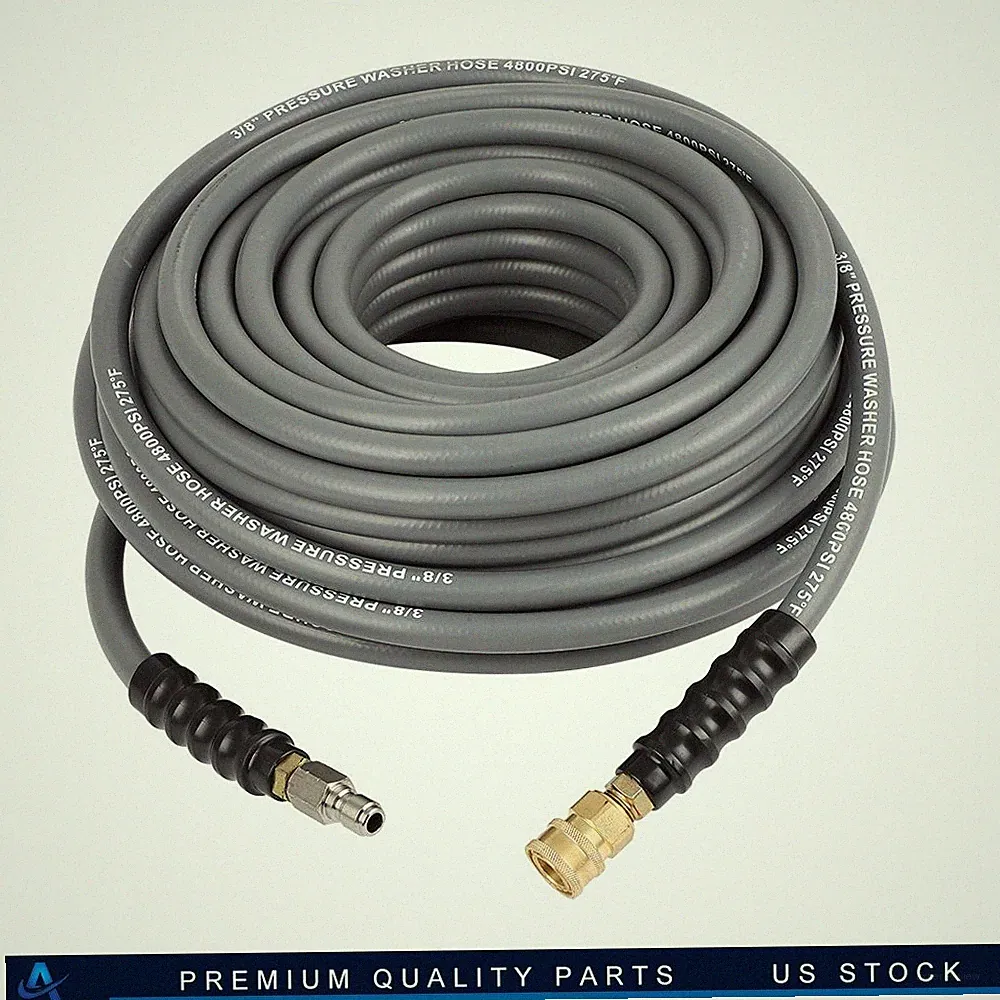 100' x 3/8" 4800 Psi High Pressure Washer Hose Gray Brand New