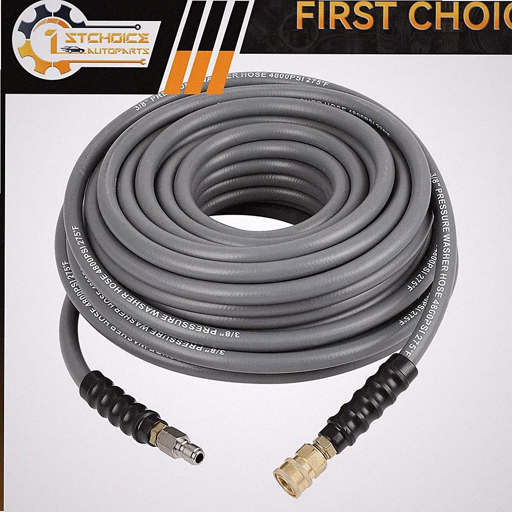 100' x 3/8" 4800psi High Pressure Washer Hose Gray New