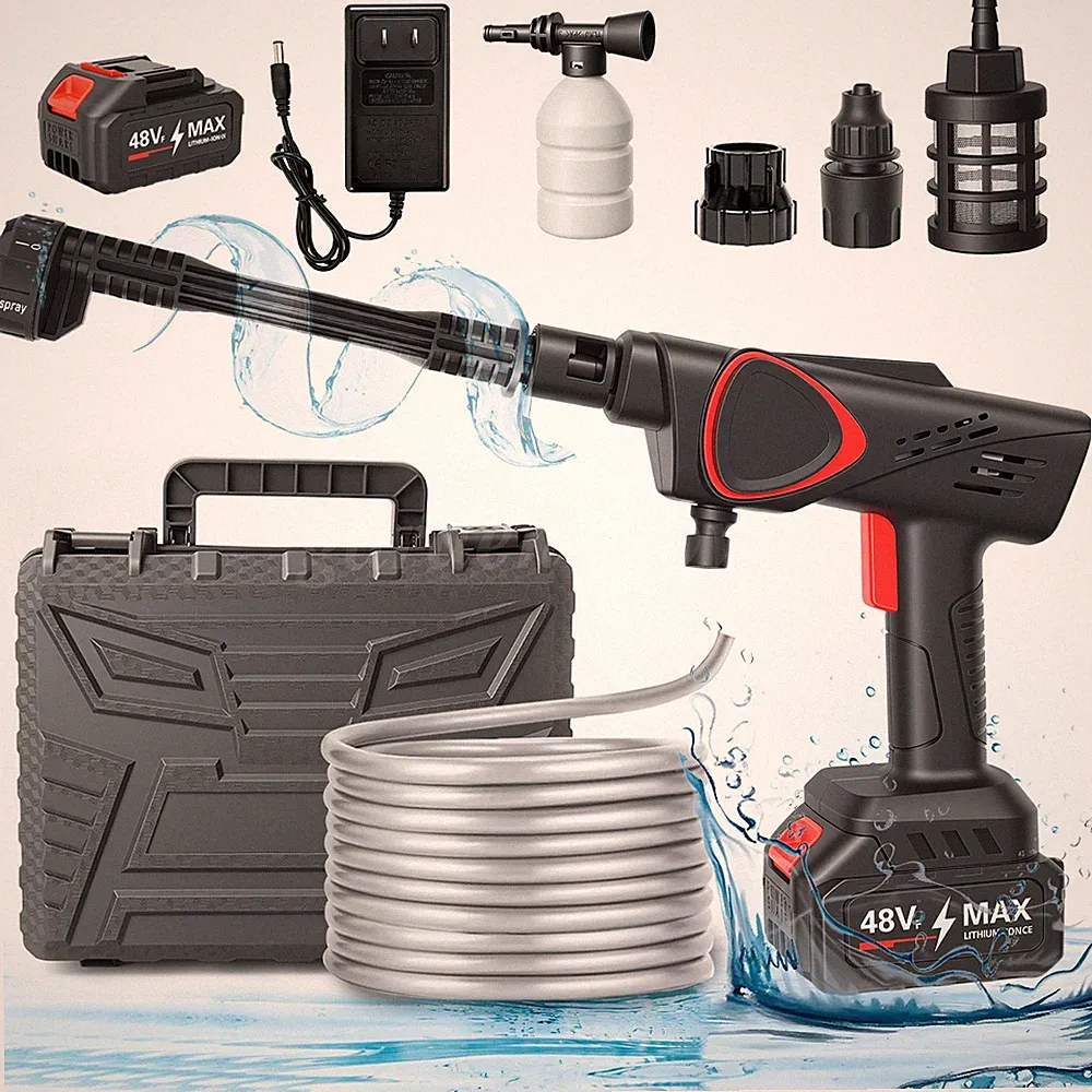 1000psi Cordless Electric High Pressure Water Spray Car Gun Portable Washer Gun