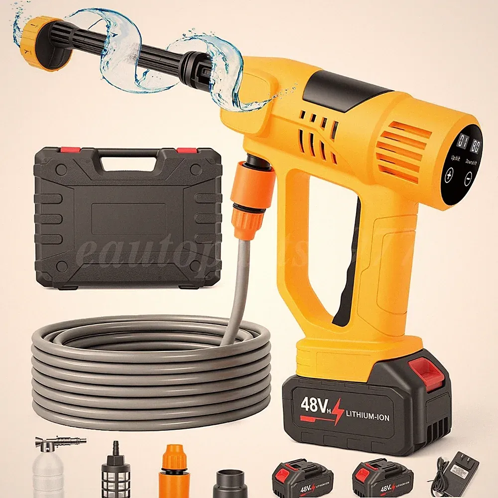 1000PSI Cordless High Pressure Washer 2×4.0Ah Battery Portable 6-in-1 Nozzle