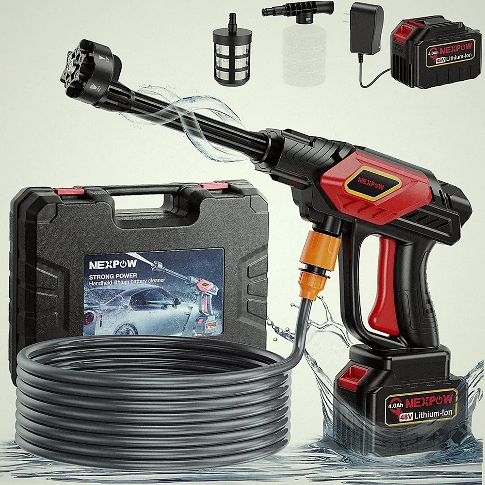 1000PSI Cordless Pressure Washer, 2.4GPM Portable Power Washer with 6-In-1 Adjus