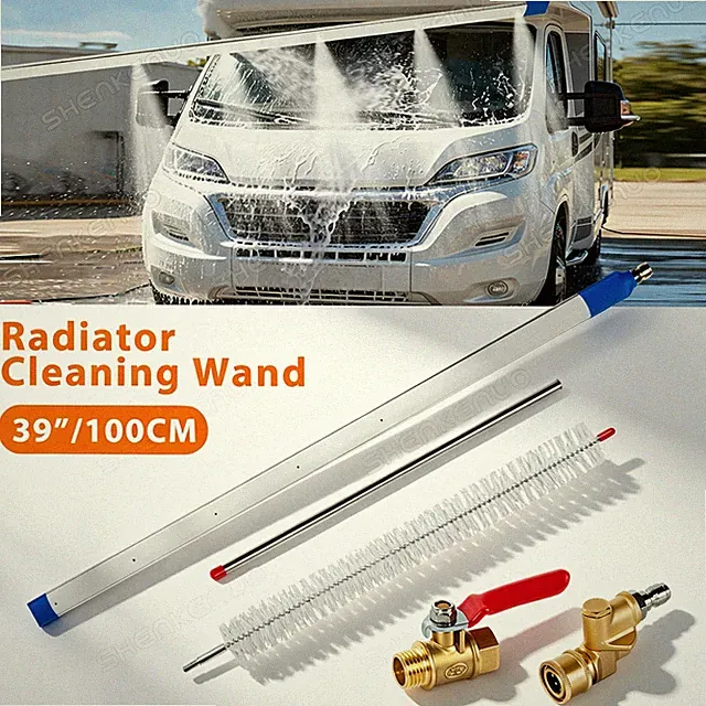 100cm Radiator Cleaning Wand, Stainless Steel, 39 Inch, 5 Nozzles, 1600PSI