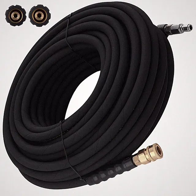 100feet 3/8" High Pressure Washer Hose 4200PSI Steel Wire Braided w/ Adapter