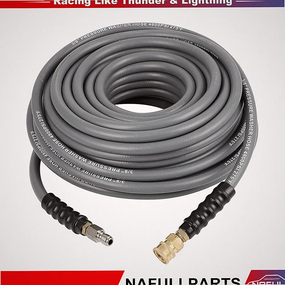 100FT 3/8" 4200 PSI Couplers Connect High Pressure Washer Hose Gray