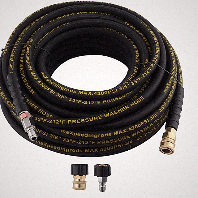 100ft 3/8" High Pressure Washer Hose 4200PSI Steel Wire Braided w/ Coupler