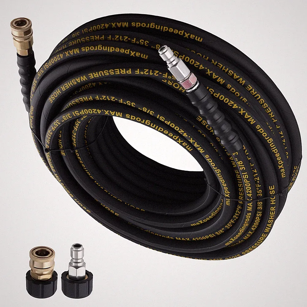 100ft 3/8" High Pressure Washer Hose 4200PSI Steel Wire Braided w/ Coupler