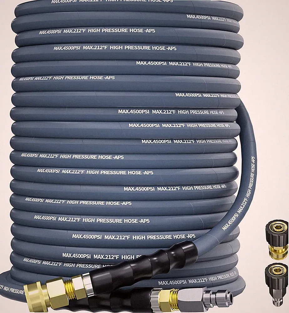 100FT 3/8" Pressure Washer Hose 4500PSI 2-Braid Kink Resistant Power Hose QC