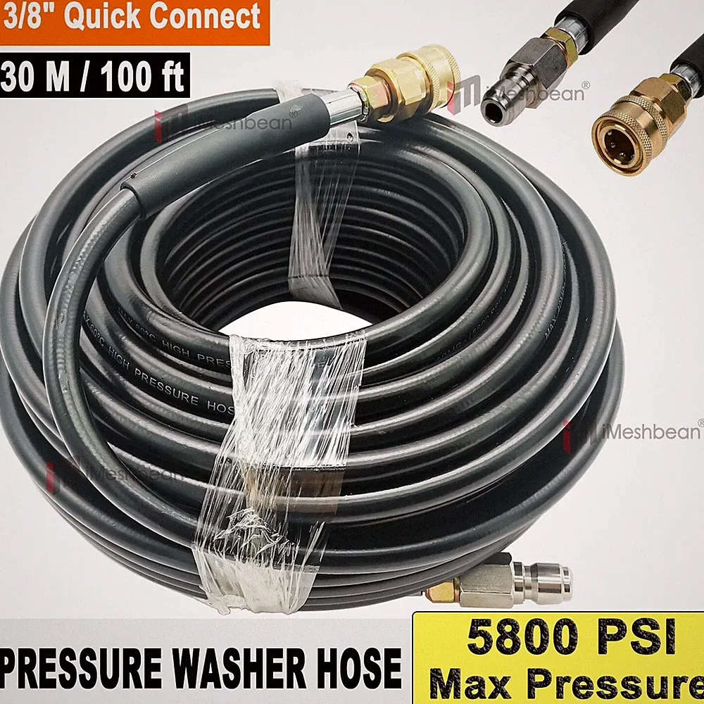 100FT 5800PSI Replacement High Pressure Power Washer Hose -3/8" Quick Connect
